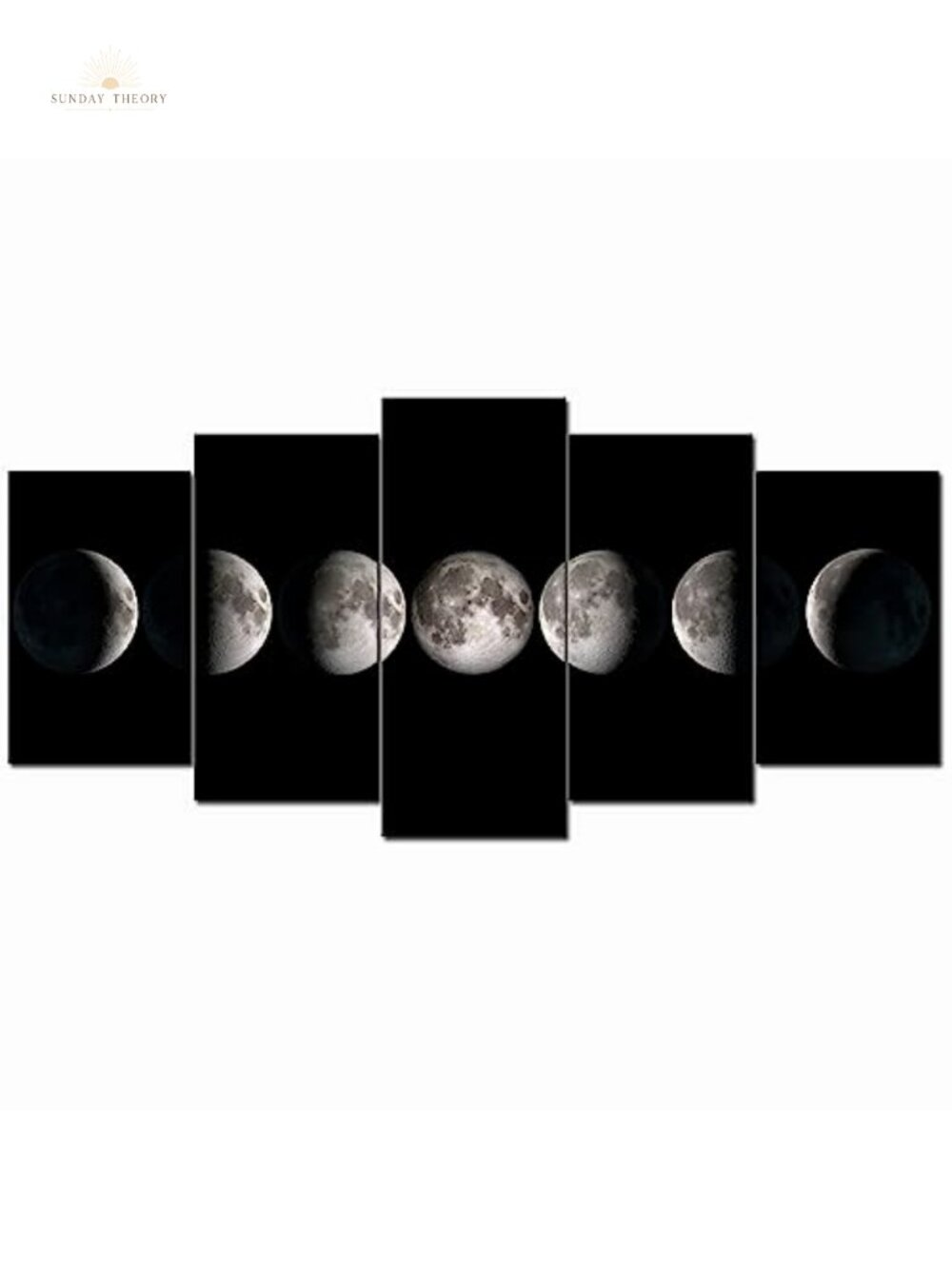 Moon Phases Canvas Wall Art Set of 5 Framed Home Office Decor